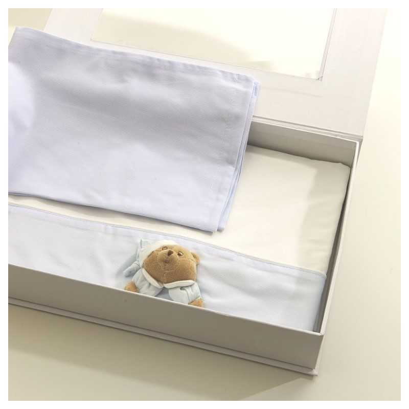 Nanan Set Lenzuola 3pz per Lettino Azzurro - Linea Puccio ''Sei La Mia Stella''