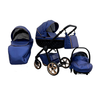 Trio ''CRYSTAL'' By Maison du Bebè col. BLU REALE Tel.NERO/Oro Rosa