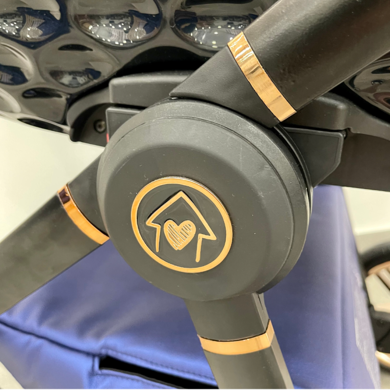 Trio ''CRYSTAL'' By Maison du Bebè col. BLU REALE Tel.NERO/Oro Rosa