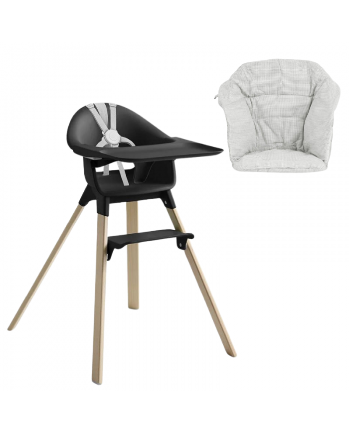 Stokke Clikk Black Natural con cuscino omaggio Nordic Grey
