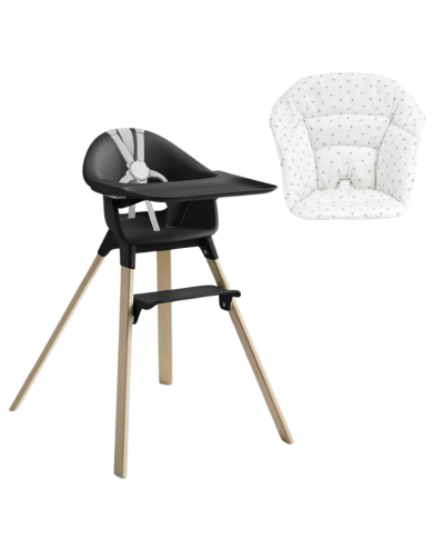 Stokke Clikk Black Natural con cuscino omaggio Blueberry Boat