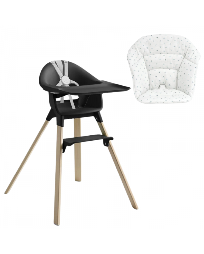 Stokke Clikk Black Natural con cuscino omaggio Blueberry Boat