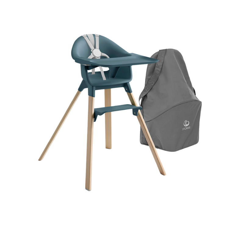 Stokke Clikk Fjord Blue con cuscino omaggio Nordic Grey