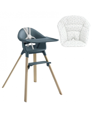 Stokke Clikk Fjord Blue con cuscino omaggio Blueberry Boat