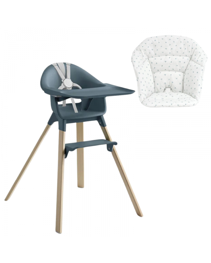 Stokke Clikk Fjord Blue con cuscino omaggio Blueberry Boat