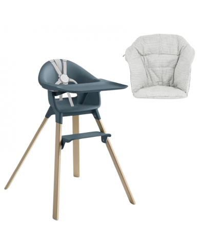 Stokke Clikk Fjord Blue con cuscino omaggio Nordic Grey