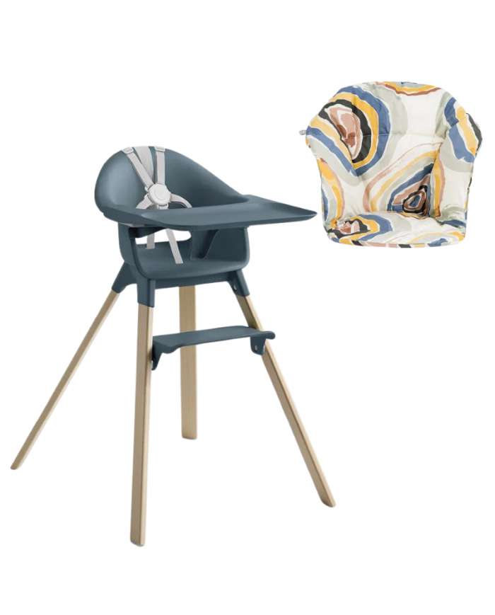 Stokke Clikk Fjord Blue con cuscino omaggio Multicircles