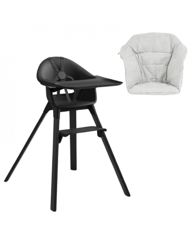 Stokke Clikk Midnight Black con cuscino omaggio Nordic Grey