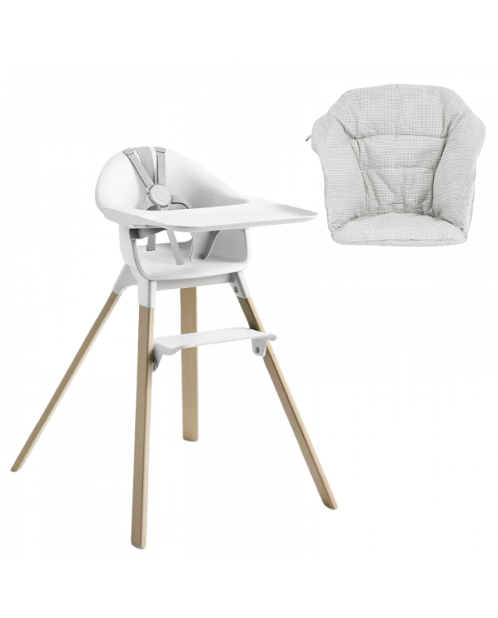 Stokke Clikk White con cuscino omaggio Nordic Grey