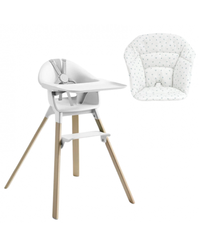 Stokke Clikk White con cuscino omaggio Blueberry Boat