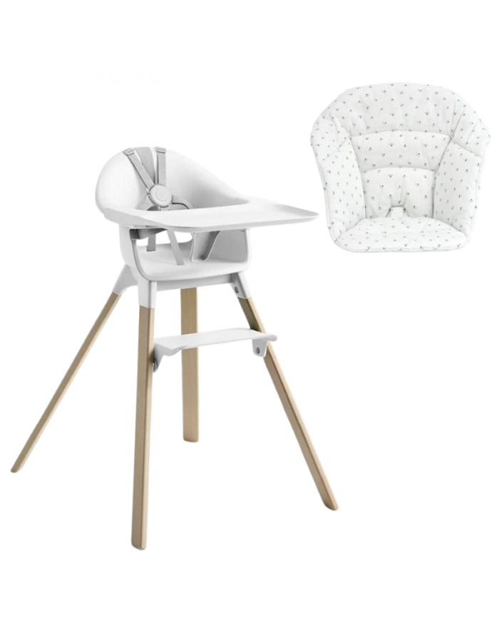 Stokke Clikk White con cuscino omaggio Blueberry Boat