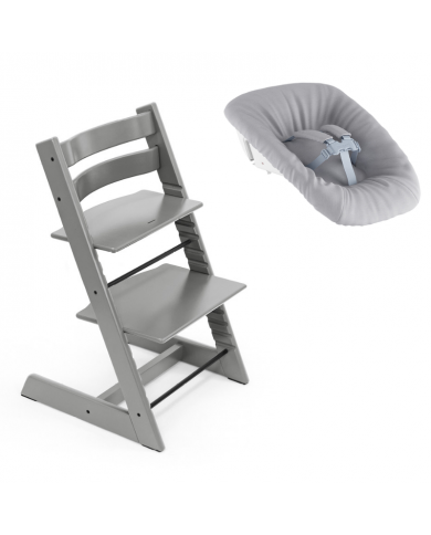 Stokke Promo Tripp Trapp Storm Grey con Newborn