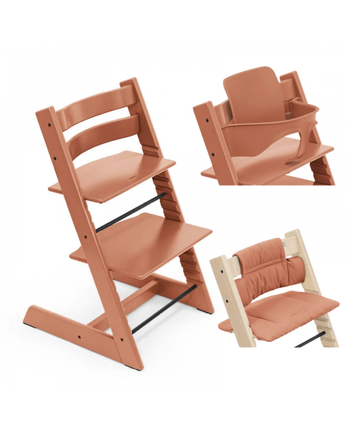 Stokke Promo Tripp Trapp Terracotta con Babyset e cuscino