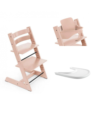 Stokke Promo Tripp Trapp Serene Pink con Baby Set e vassoio