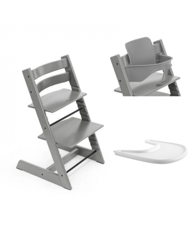 Stokke Promo Tripp Trapp Storm Grey con Baby Set e vassoio
