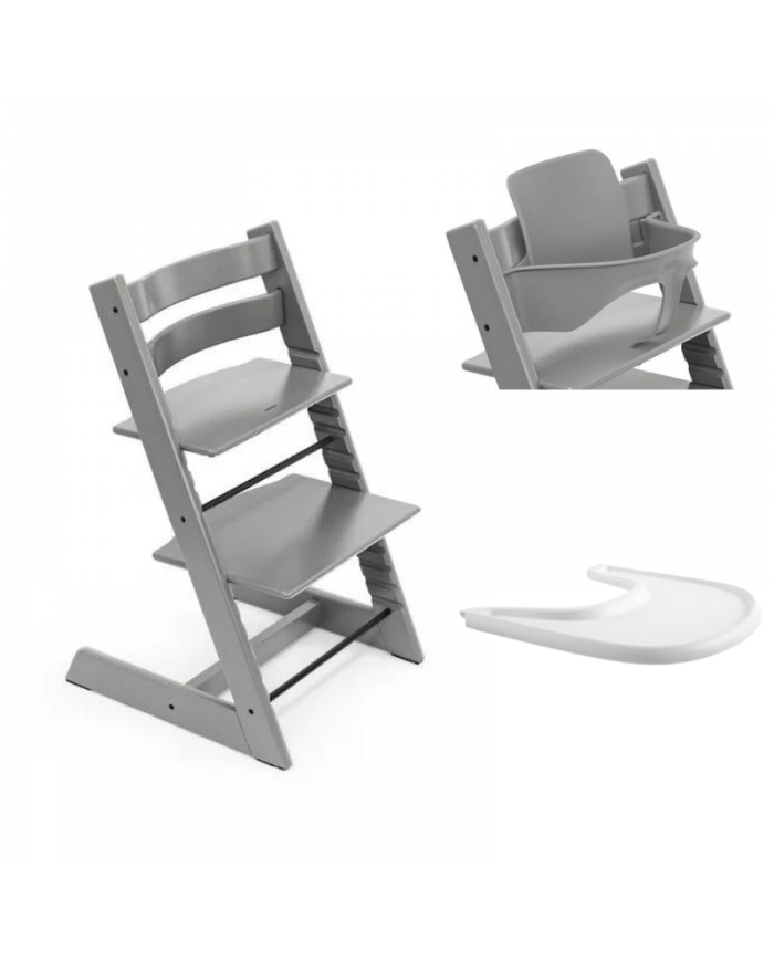 Stokke Promo Tripp Trapp Storm Grey con Baby Set e vassoio