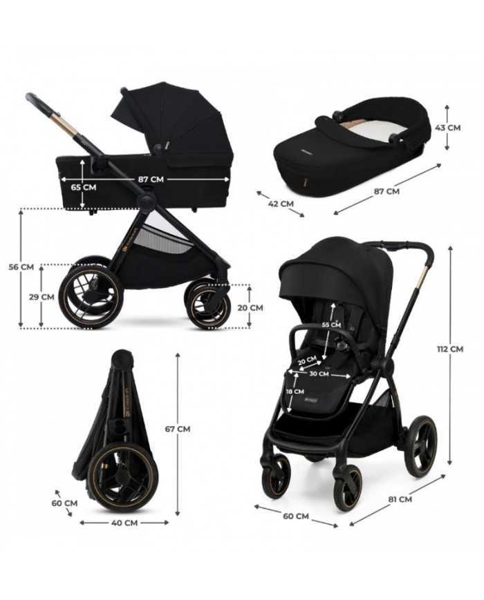 Kinderkraft Trio Passeggino ,Carrozzina,Ovetto e Borsa NEA 2 BLACK