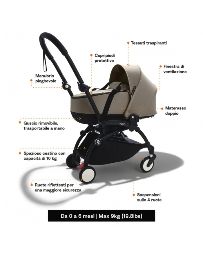 Stokke Yoyo³ con bassinet e rivestimento 6+ Black/Toffee