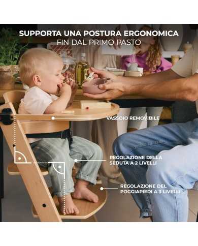 Seggiolone Enock In Legno Naturale 4 in 1 Con Sdraietta