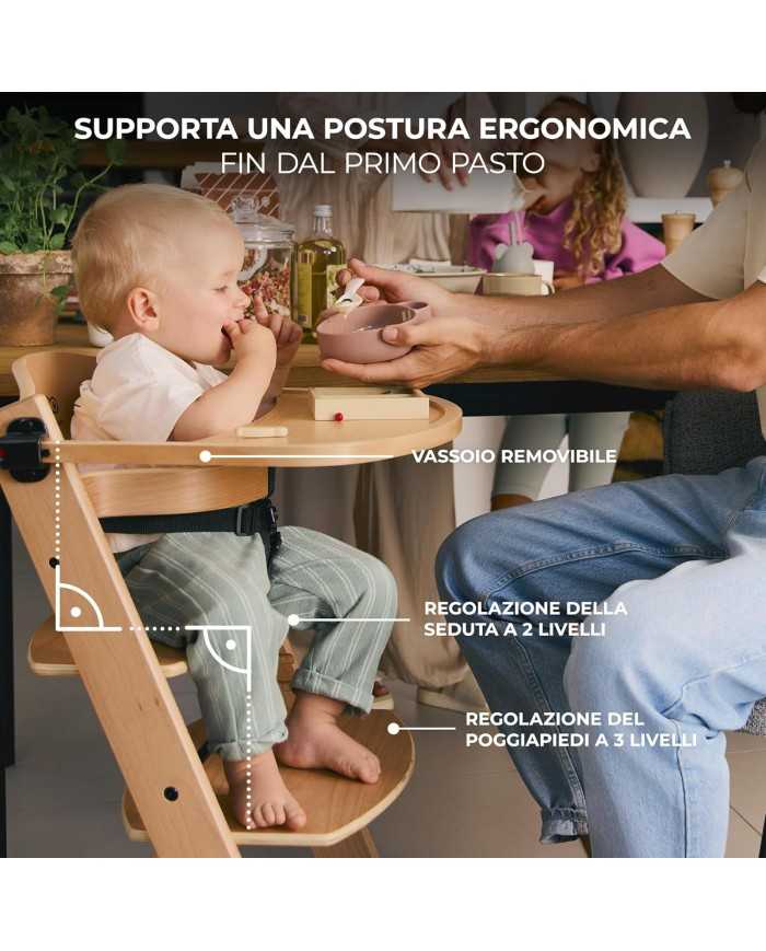 Seggiolone Enock In Legno Naturale 4 in 1 Con Sdraietta
