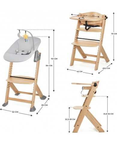 Seggiolone Enock In Legno Naturale 4 in 1 Con Sdraietta
