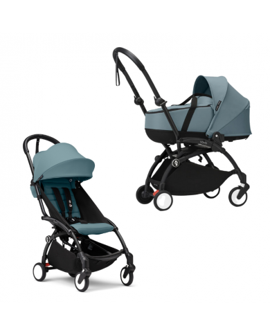 Stokke Yoyo³ con bassinet e rivestimento 6+ Black/Aqua