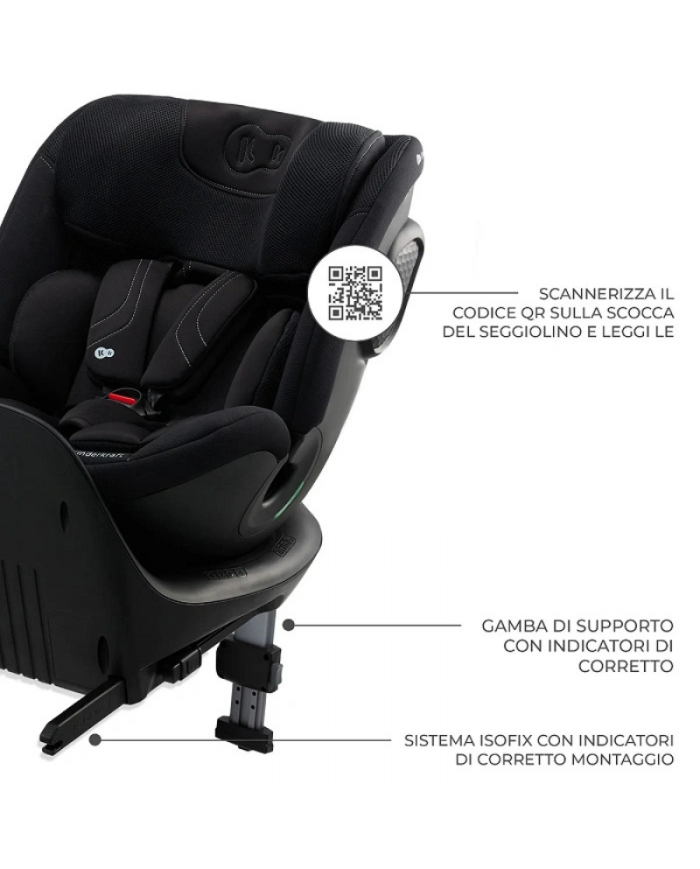 Kinderkraft Seggiolino auto 0-36kg XRIDER 2 I-size Nero