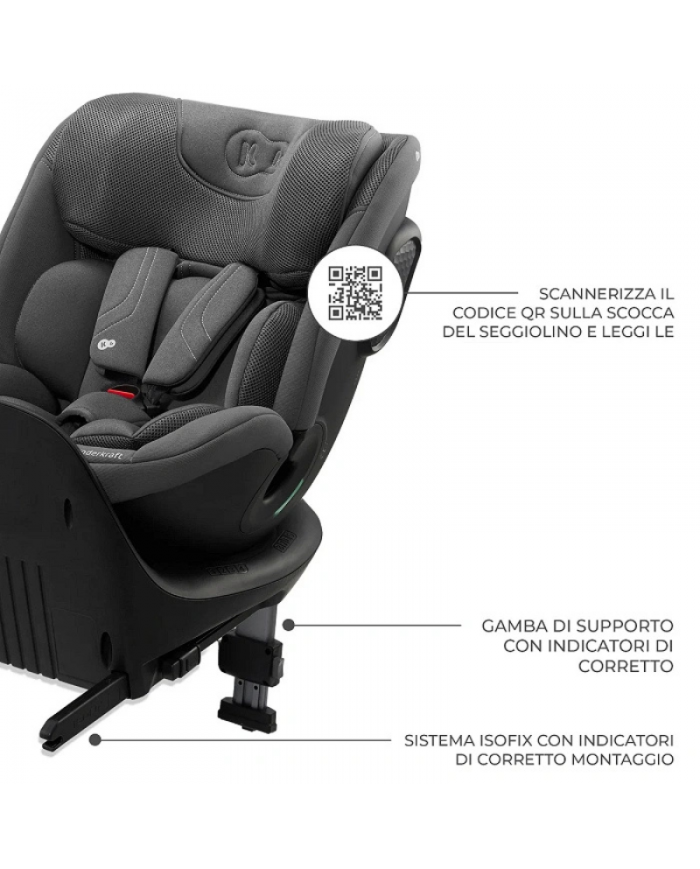 Kinderkraft Seggiolino auto 0-36kg XRIDER 2 I-size Grigio