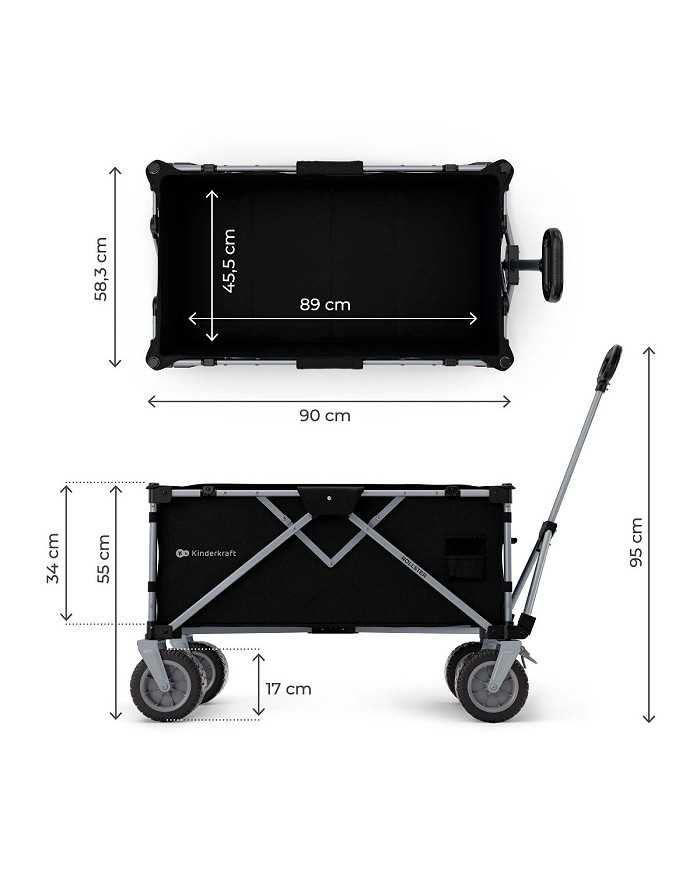Kinderkraft Carrello da Trasporto Pieghevole ROLLSTER Nero