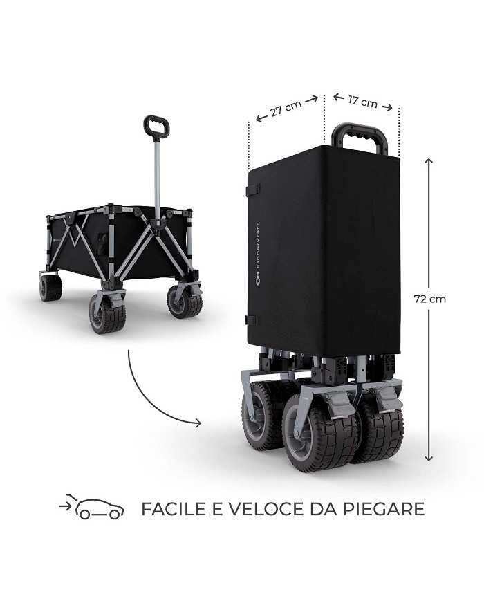 Kinderkraft Carrello da Trasporto Pieghevole ROLLSTER Nero