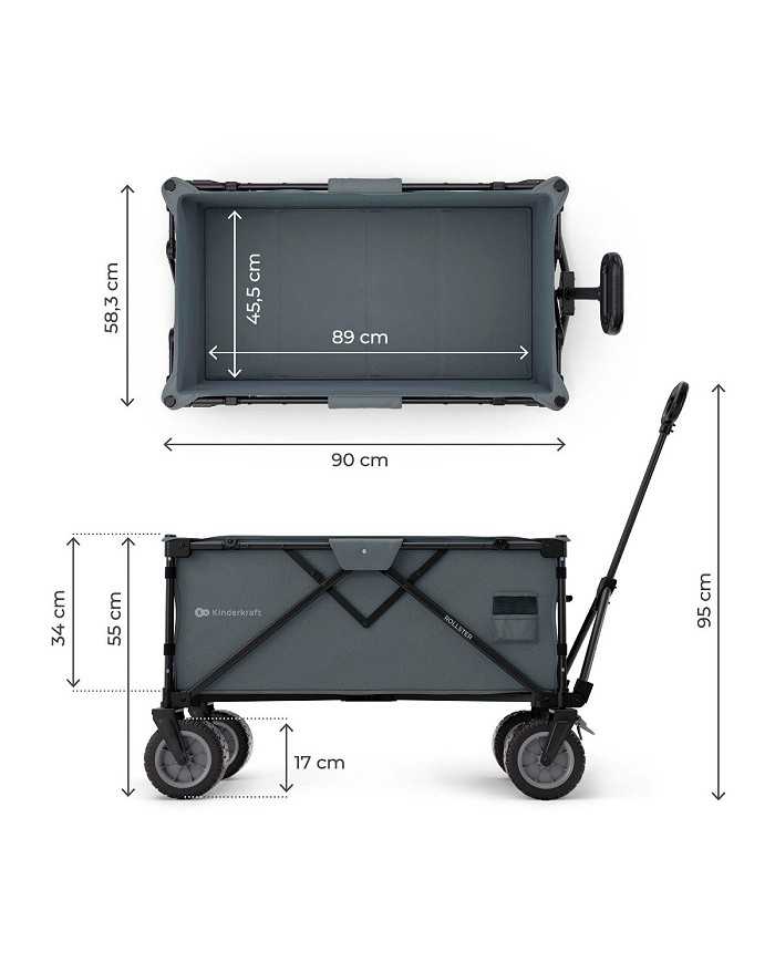Kinderkraft Carrello da Trasporto Pieghevole ROLLSTER Grigio