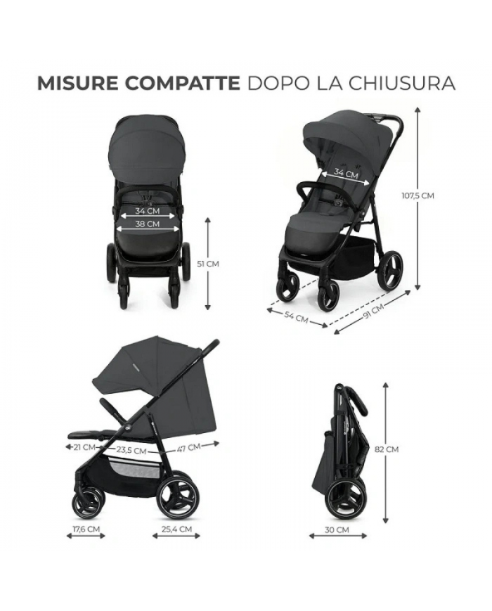 Kinderkraft Passeggino Leggero 0-25kg TRIG3 Grigio
