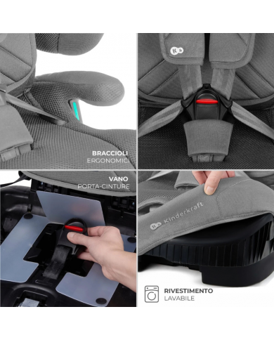 Kinderkraft Seggiolino auto 9-36kg FIX2GO Grigio