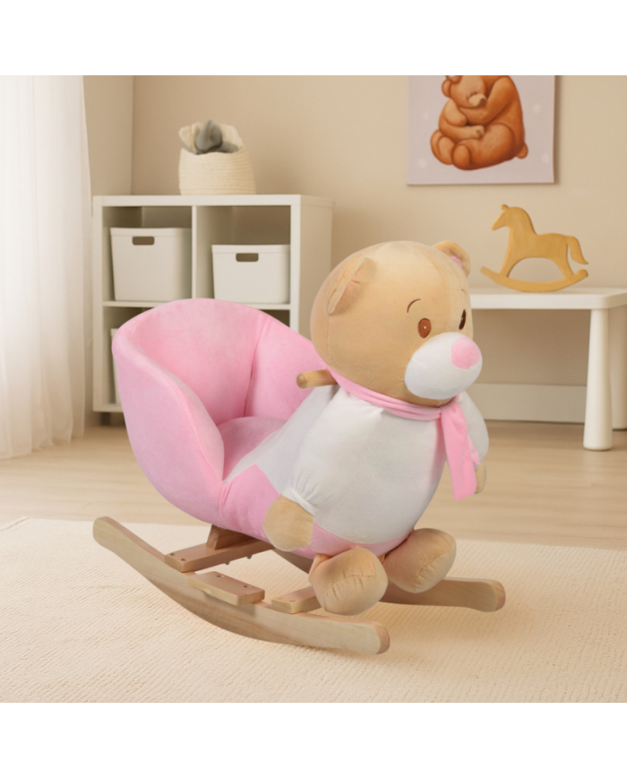 Moni Dondolo Plush Rocking Animal Bear Pink