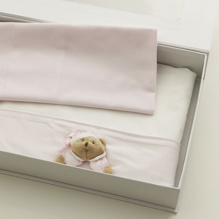 Nanan Set Lenzuola Carrozzina 3Pz Rosa - Linea Puccio Sei la Mia Stella