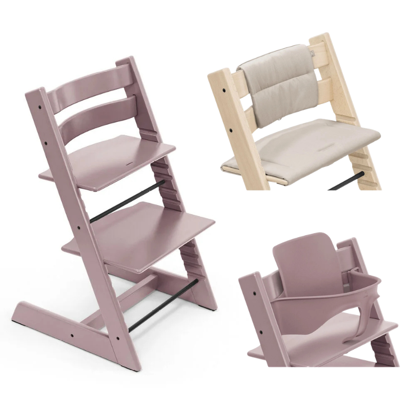 Stokke Promo Tripp Trapp Heather Mauve con Babyset e cuscino