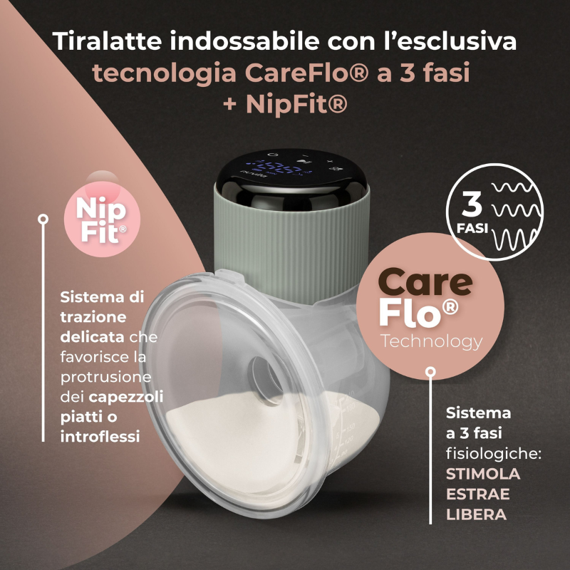 Nuvita Tiralatte Elettrico Indossabile Singolo a 3 Fasi - Materno Comfort 1260W