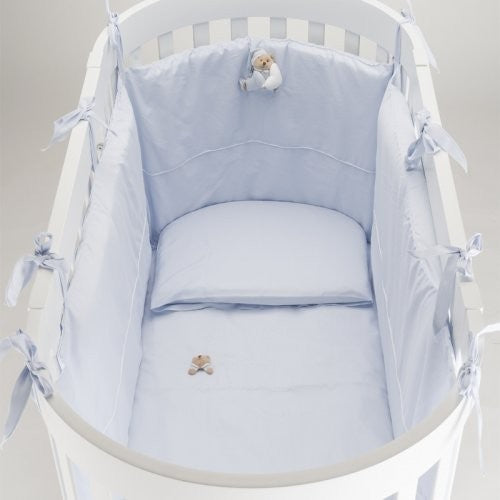 Nanan Set Piumone e Paracolpi 4pz per Lettino Ovale Puccio Azzurro