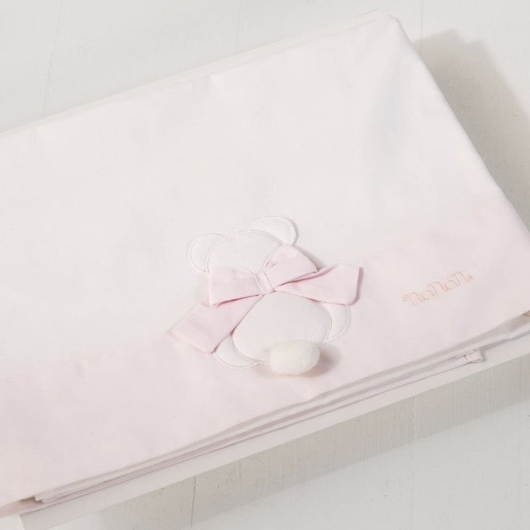 Nanan Set Lenzuola per Carrozzina 3Pz Rosa - Linea Fiocco