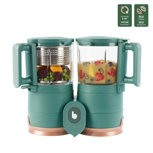 Babymoov Nutribaby Glass Green Forest - Cuocipappa multifunzione in vetro