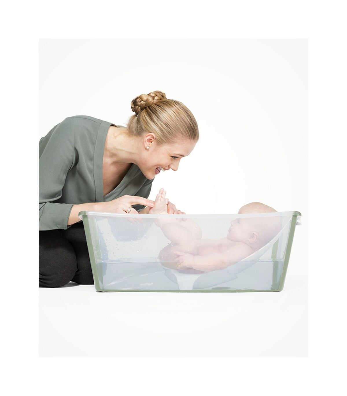 Stokke Flexi Bath Transparent Green + Supporto per Neonato omaggio