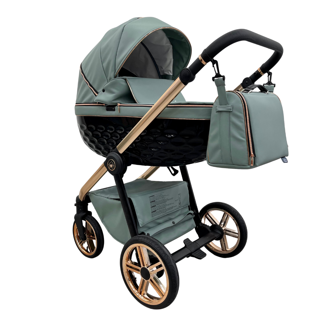 Trio ''CRYSTAL'' By Maison du Bebè col. Verde Veronese Tel.Oro Rosa