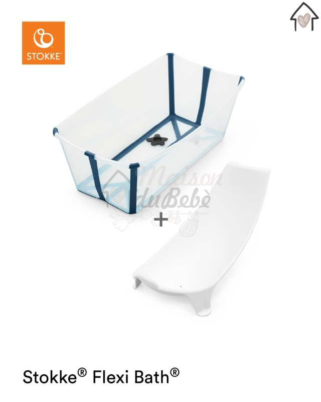 Stokke Flexi Bath Transparent Blue + Supporto per Neonato omaggio