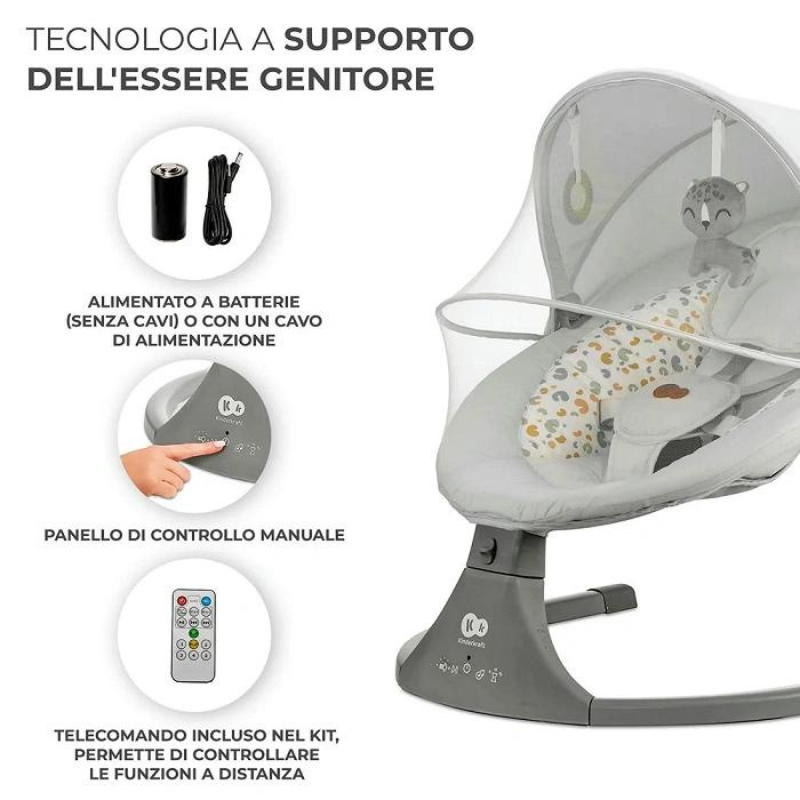 Kinderkraft Sdraietta a Dondolo Elettrica 2in1 LUMI 2 - Scegli il Colore
