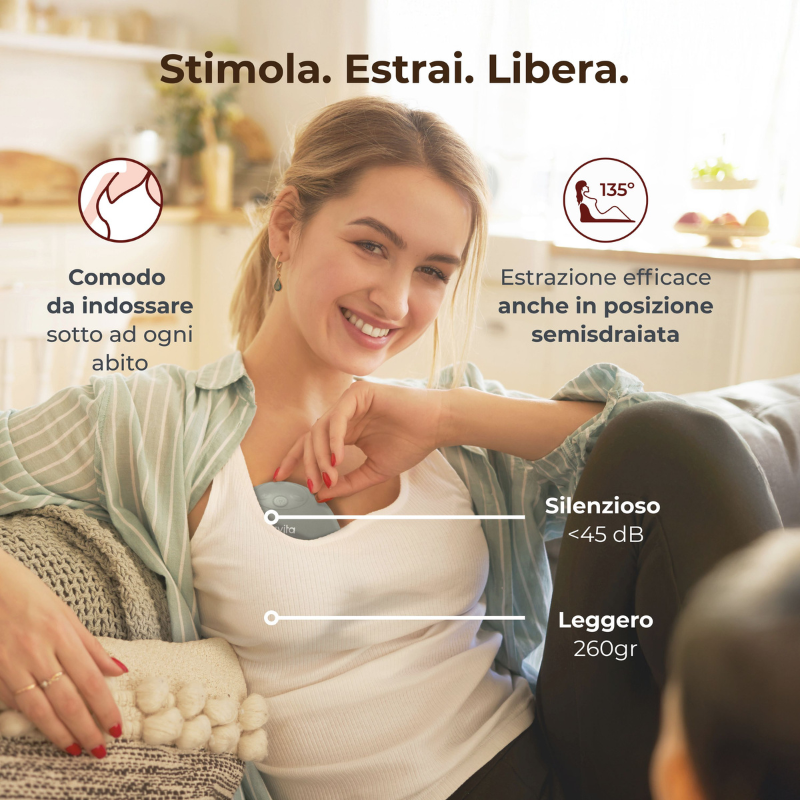 Nuvita Tiralatte Elettrico Indossabile Singolo a 3 Fasi - Materno Flow 1264W