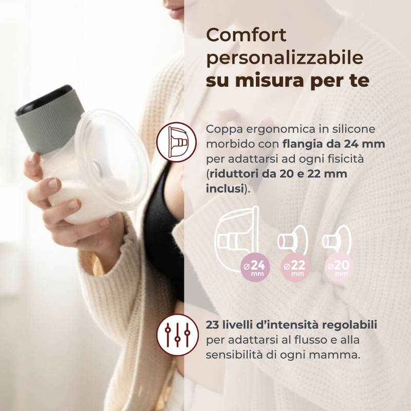 Nuvita Tiralatte Elettrico Indossabile Singolo a 3 Fasi - Materno Comfort 1260W