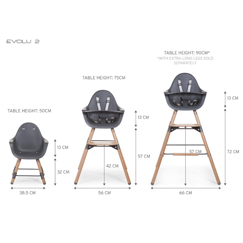 Childhome Seggiolone Evolu 2 in 1 Legno/Antracite