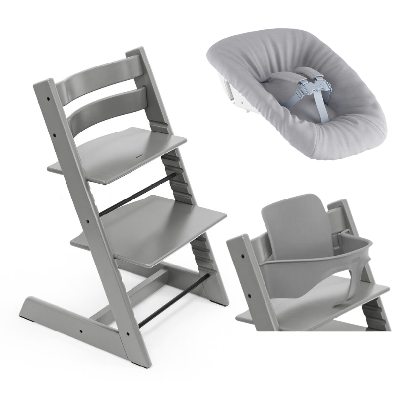 Stokke Promo Tripp Trapp Storm Grey con Newborn e Baby Set