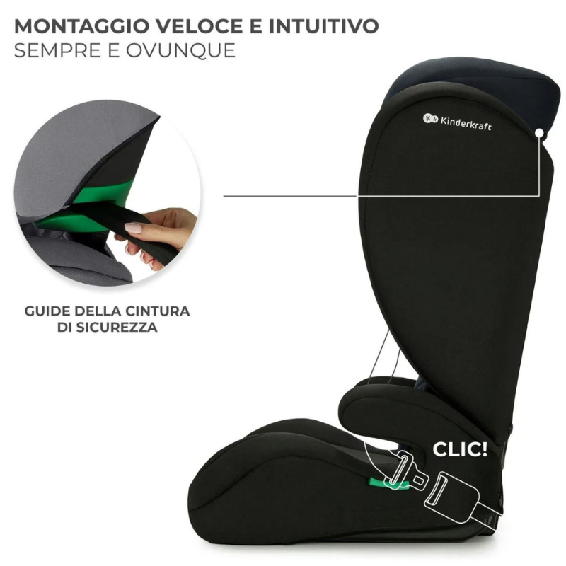 Kinderkraft Seggiolino Auto 2in1 I-SPARK i-Size Black