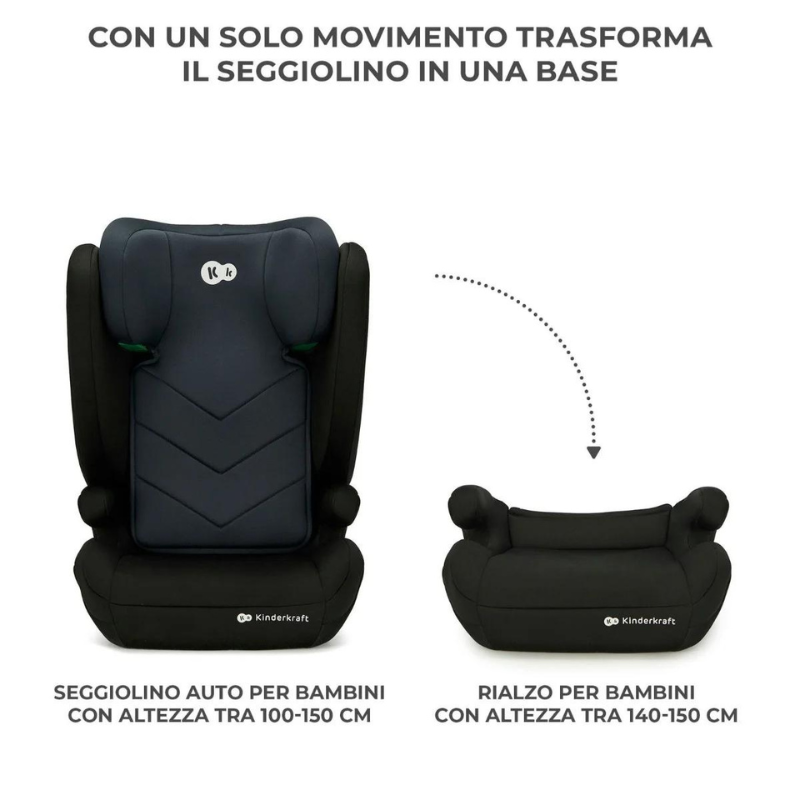 Kinderkraft Seggiolino Auto 2in1 I-SPARK i-Size Black